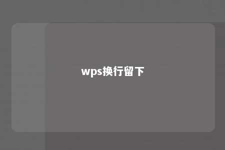 wps换行留下 