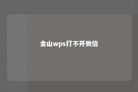 金山wps打不开微信 