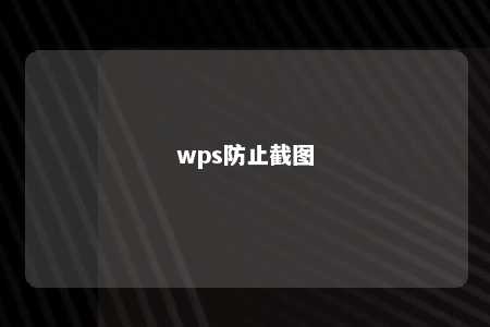 wps防止截图 