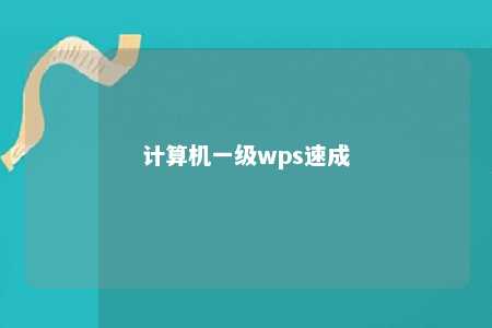 计算机一级wps速成