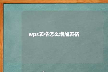 wps表格怎么增加表格