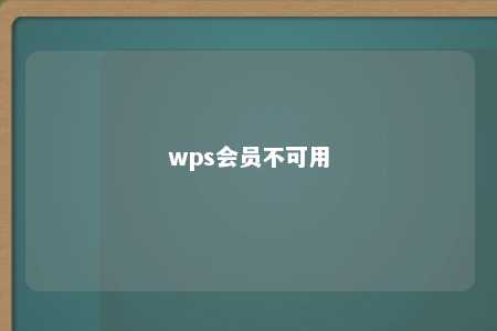 wps会员不可用 