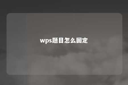 wps题目怎么固定