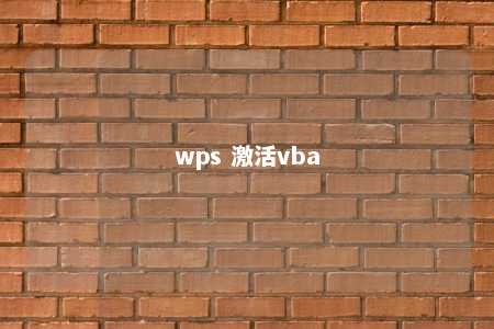 wps 激活vba 