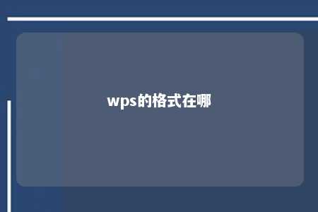 wps的格式在哪