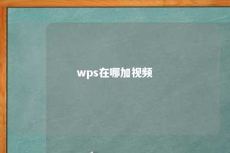 wps在哪加视频