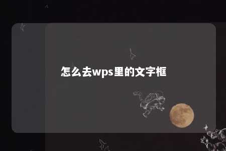 怎么去wps里的文字框