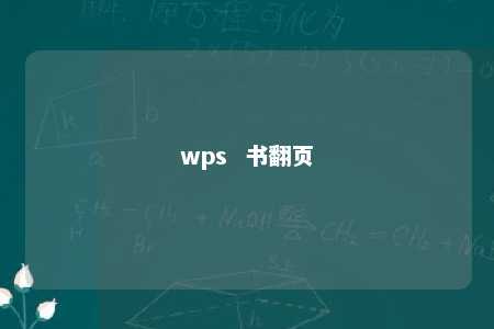 wps  书翻页 