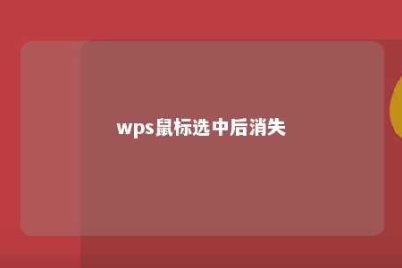 wps鼠标选中后消失 