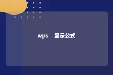 wps   显示公式