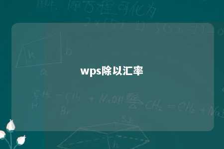 wps除以汇率