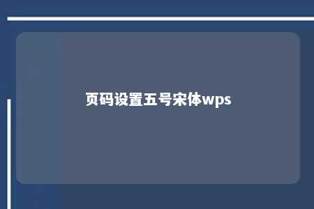 页码设置五号宋体wps