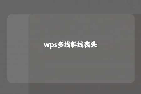 wps多线斜线表头 