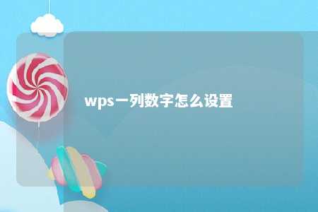 wps一列数字怎么设置 