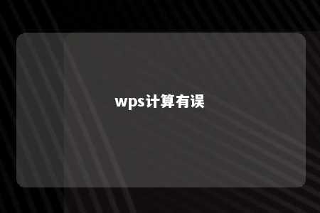 wps计算有误 