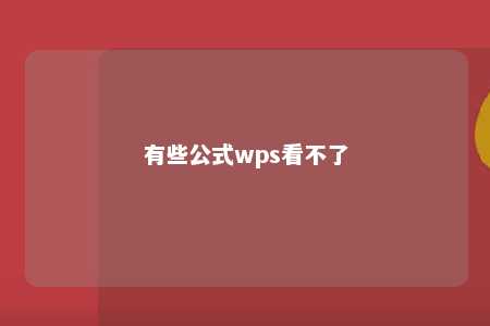 有些公式wps看不了 