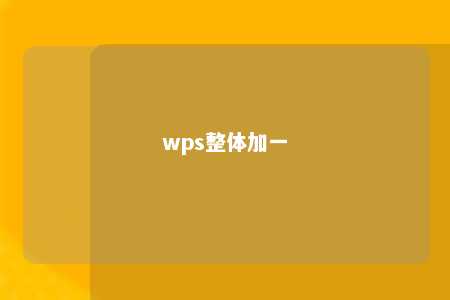 wps整体加一