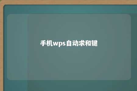 手机wps自动求和键 