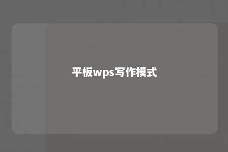 平板wps写作模式 