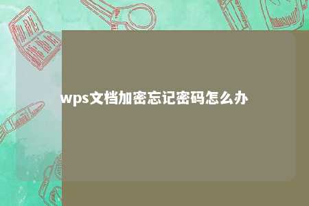 wps文档加密忘记密码怎么办 