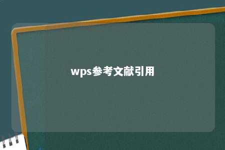 wps参考文献引用 