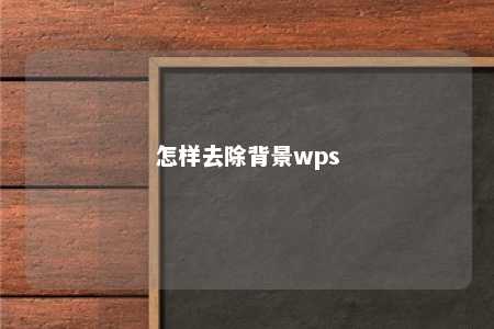 怎样去除背景wps 