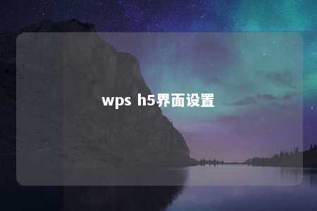 wps h5界面设置 