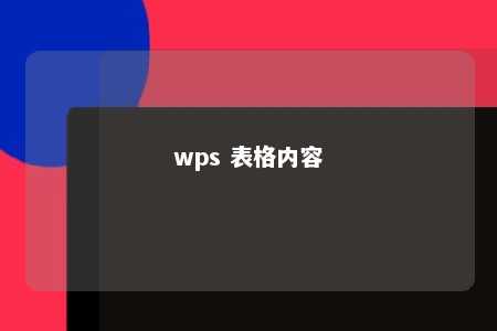 wps 表格内容