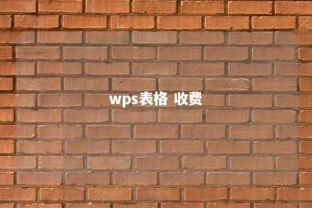 wps表格 收费 