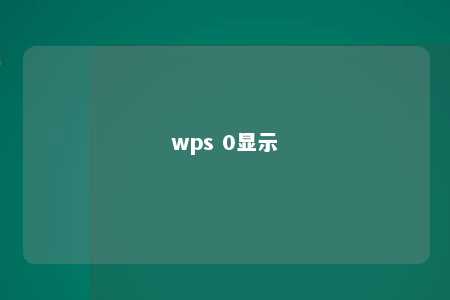 wps 0显示