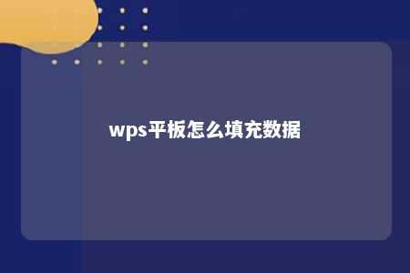 wps平板怎么填充数据 