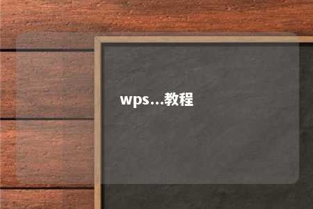 wps...教程