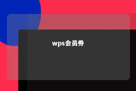 wps会员券 