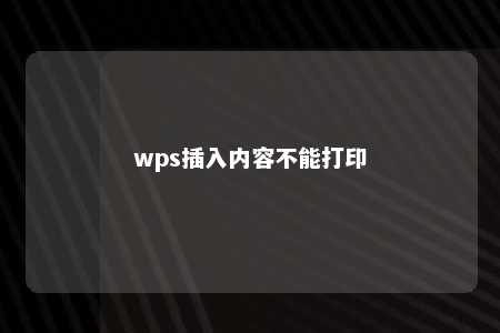 wps插入内容不能打印