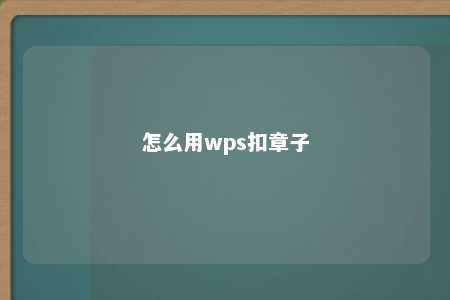 怎么用wps扣章子 