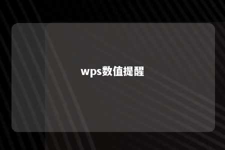 wps数值提醒 