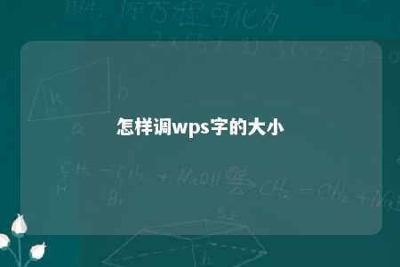 怎样调wps字的大小 