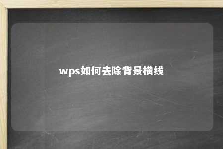 wps如何去除背景横线