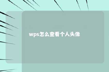 wps怎么查看个人头像 