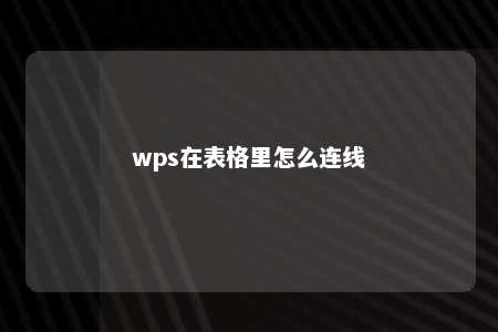 wps在表格里怎么连线