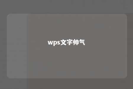 wps文字帅气 