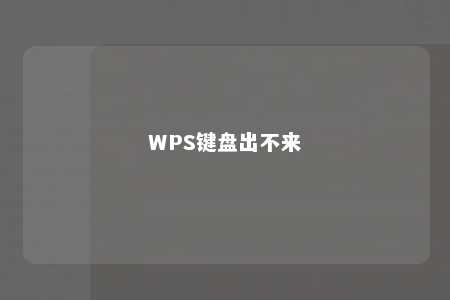 WPS键盘出不来 