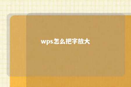 wps怎么把字放大 