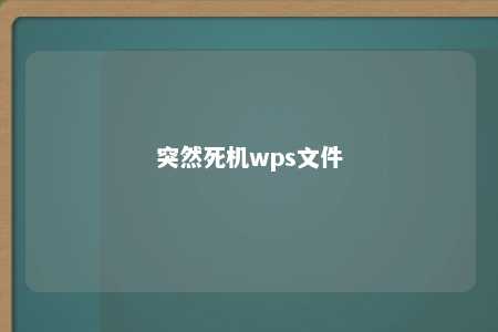 突然死机wps文件 