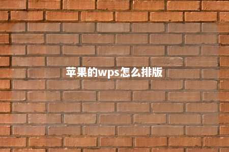 苹果的wps怎么排版