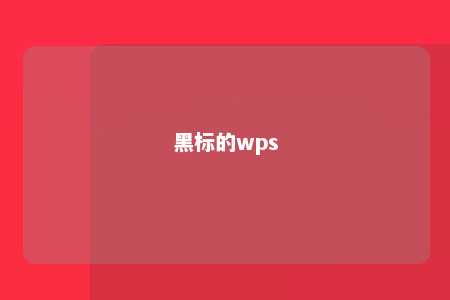 黑标的wps 