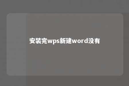 安装完wps新建word没有 