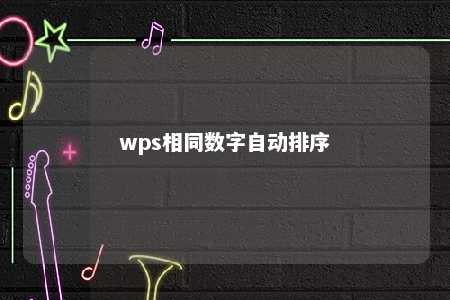 wps相同数字自动排序 