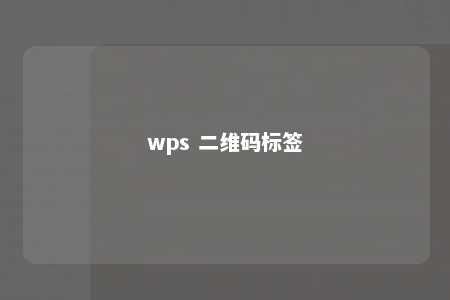 wps 二维码标签 