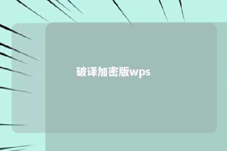 破译加密版wps